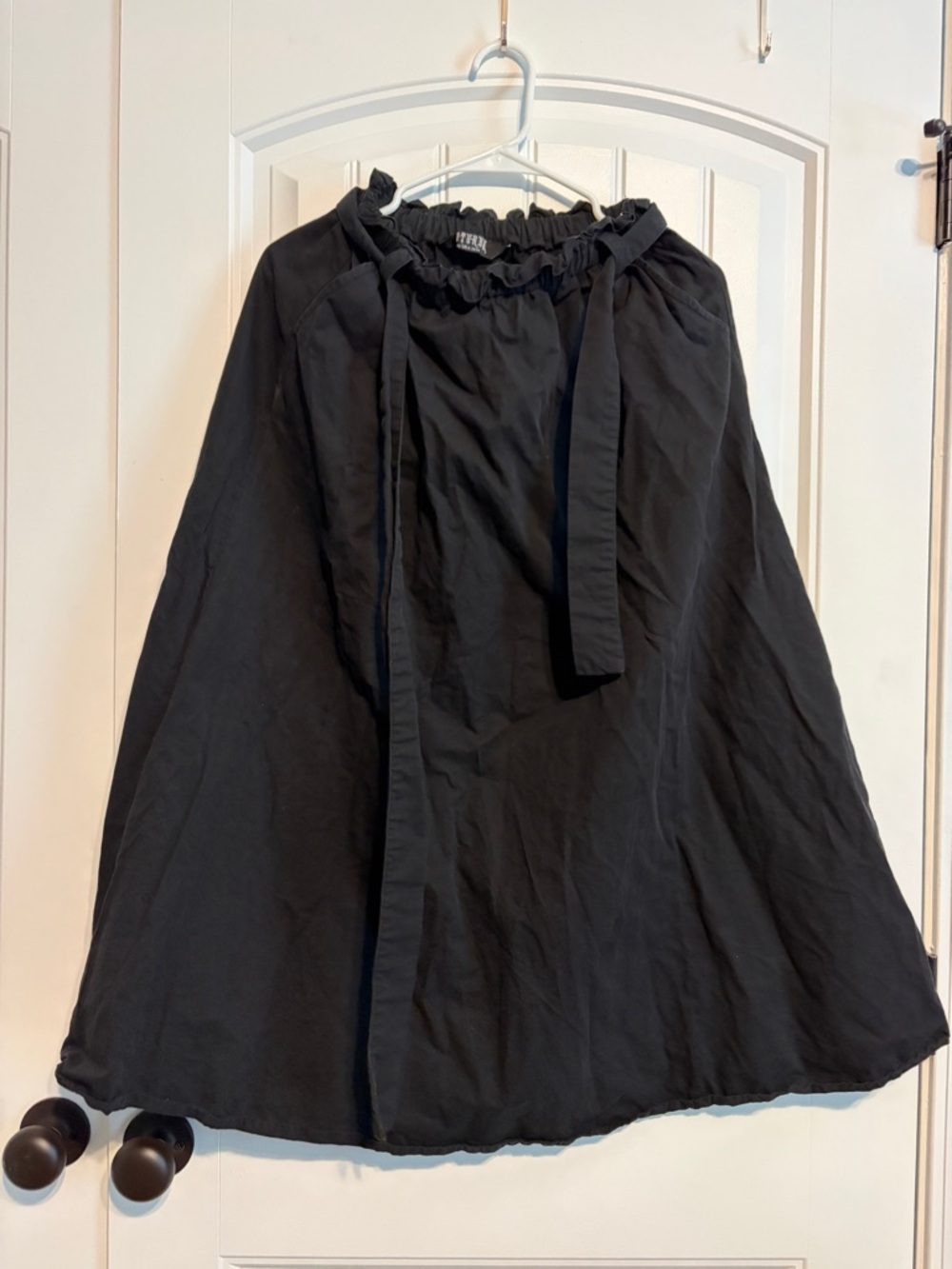 Black Tiered A-Line Skirt with Tie Waist